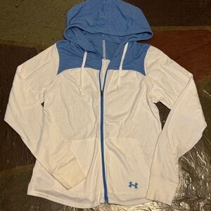 Under Armour Blue and White zip up hoodie